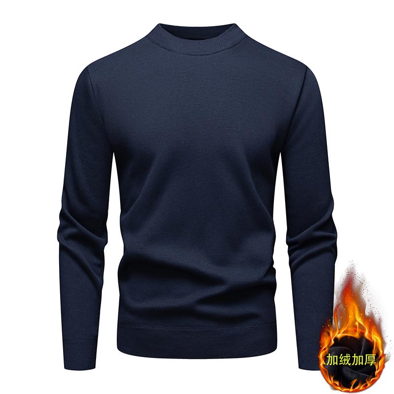 

Мужской свитер с длинным рукавом, теплая трикотажная рубашка, однотонный модный свитер-пуловер M белый