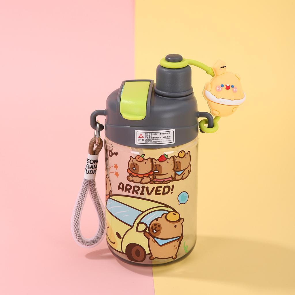 Water bottle explosion Kapibara plastic cup plastic straw cup men and women high value outdoor portable kettle children cartoon