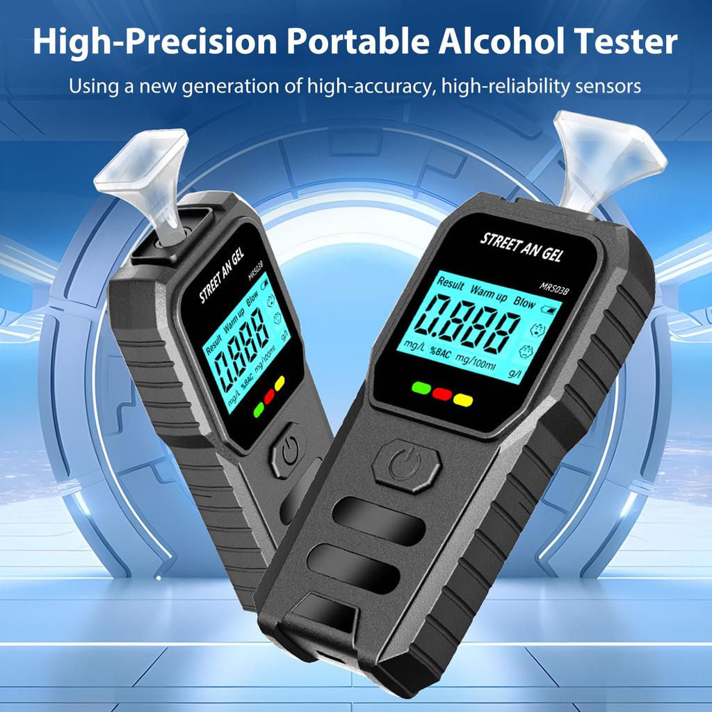 Portable Alcohol Tester Professional High Accuracy Smart Detection with LCD Display
