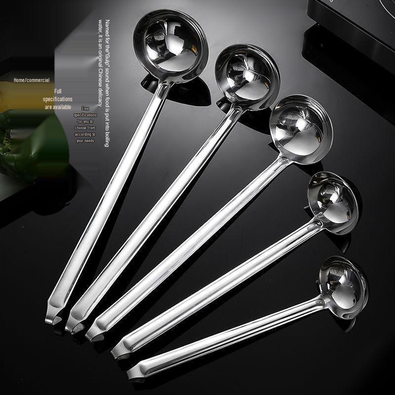 Stainless Steel Ladle with Hook - Thick Long Handle for Stirring and Hanging