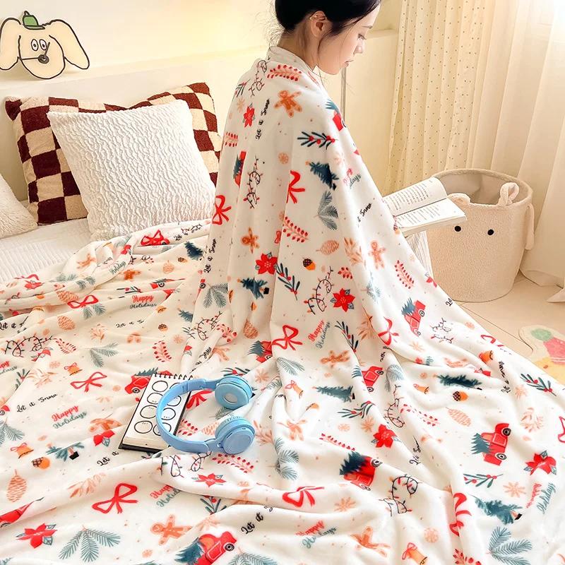 Weihnachtsrot Winterdecke Bezug Weiche Flanelldecke Korallenvlies Sofa Decke Multifunktionale Universelle Dicke Nickerchen Decken