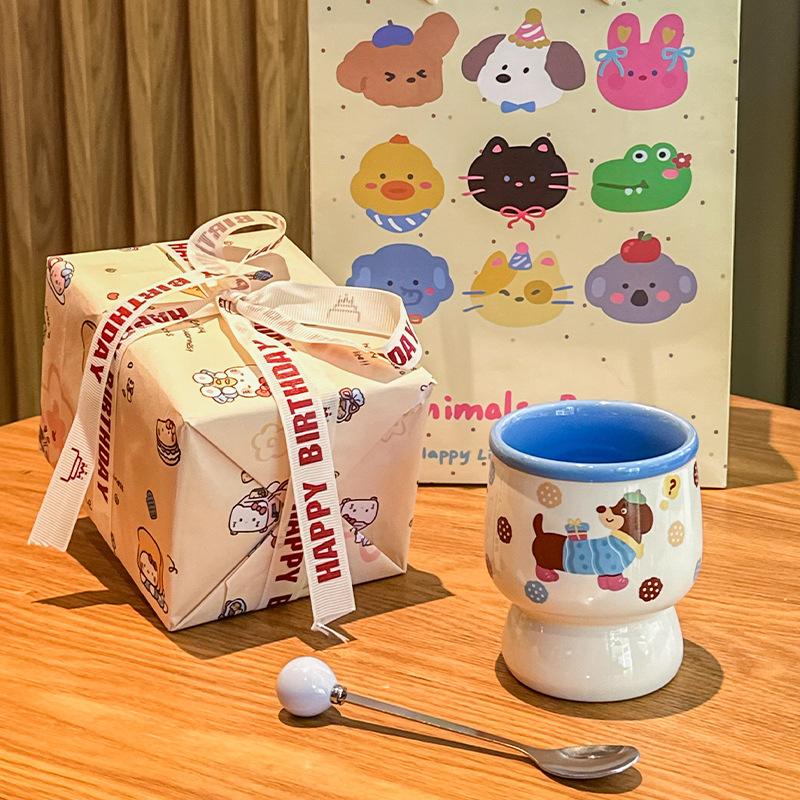 Give Children's Birthday Gifts, Cute Girls Hold Coffee Cups, Gaoyan Ceramic Mugs, Girlfriends' Souvenirs, Gift Boxes.