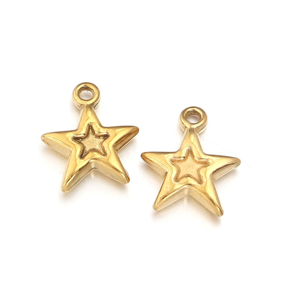 5pcs/lot High Quality Stainless Steel Pendant Star Moon Round Shape Fashion Charms For Jewelry Making DIY Necklace Earrings Gift