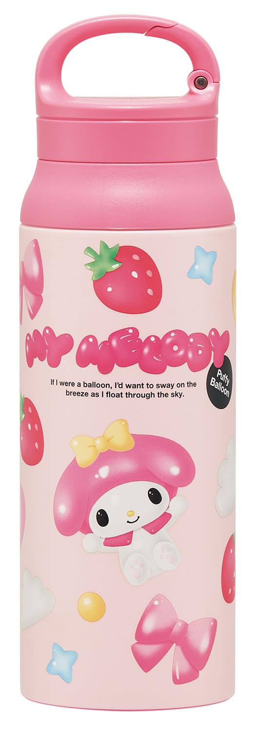 

Skater Carabiner Handle Stainless Steel Water Vacuum Sanrio My Melody Puffy Balloon Bottle, Insulated, 600ml, Double-Layered Walled, Design, Girl s