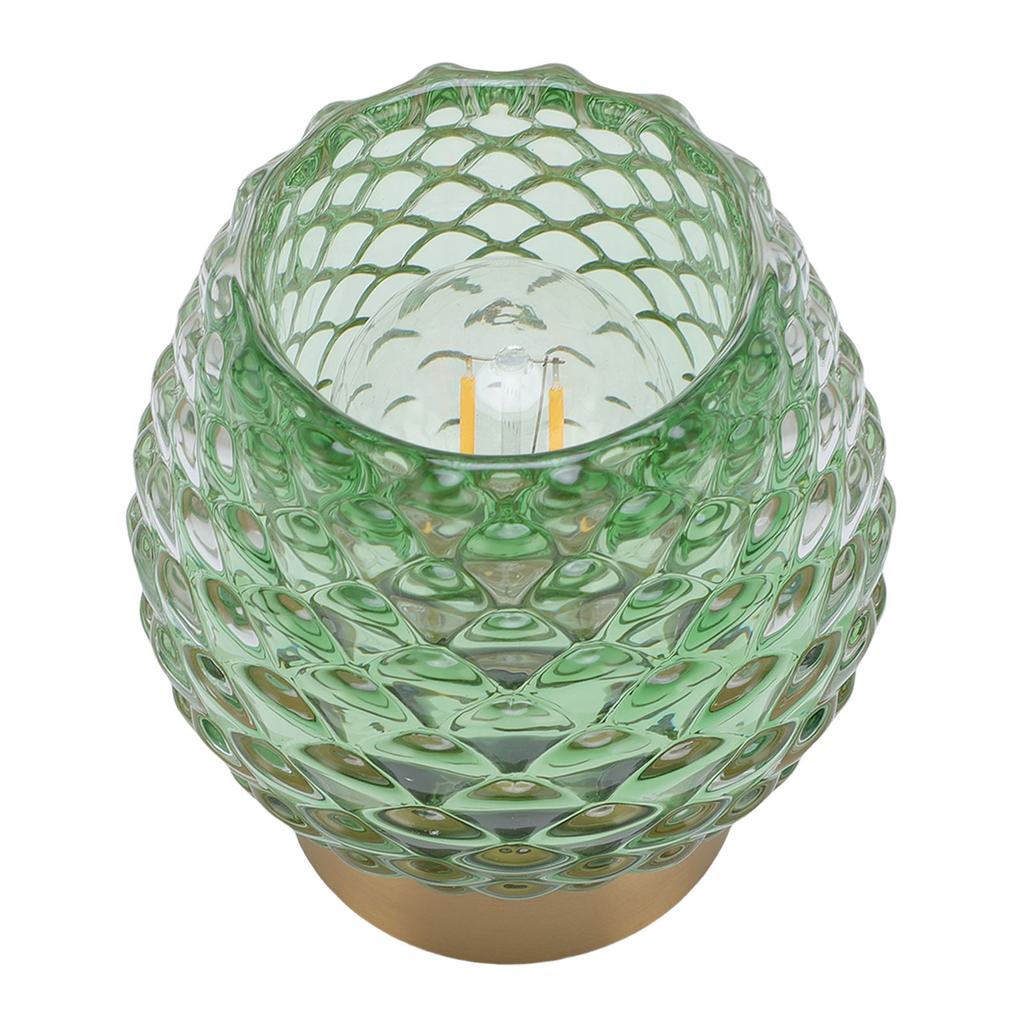 Small Table Lamp Pinecone Shape LED Cordless Battery Operated Glass Bedside Table Lamp with Timer for Bedroom Bathroom Kitchen