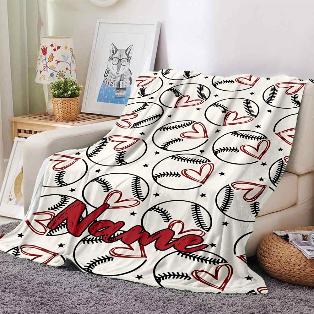 Custom Name Baseball Theme Printed Blanket - Perfect for Couch, Bed, Travel & Outdoor Use | Machine Washable, Cozy & Durable.