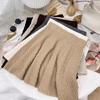 Simple and Solid Color Knitted A-line Umbrella Skirt, Half Length Skirt, Women's High Waist, Draped Feeling, Pleated Skirt