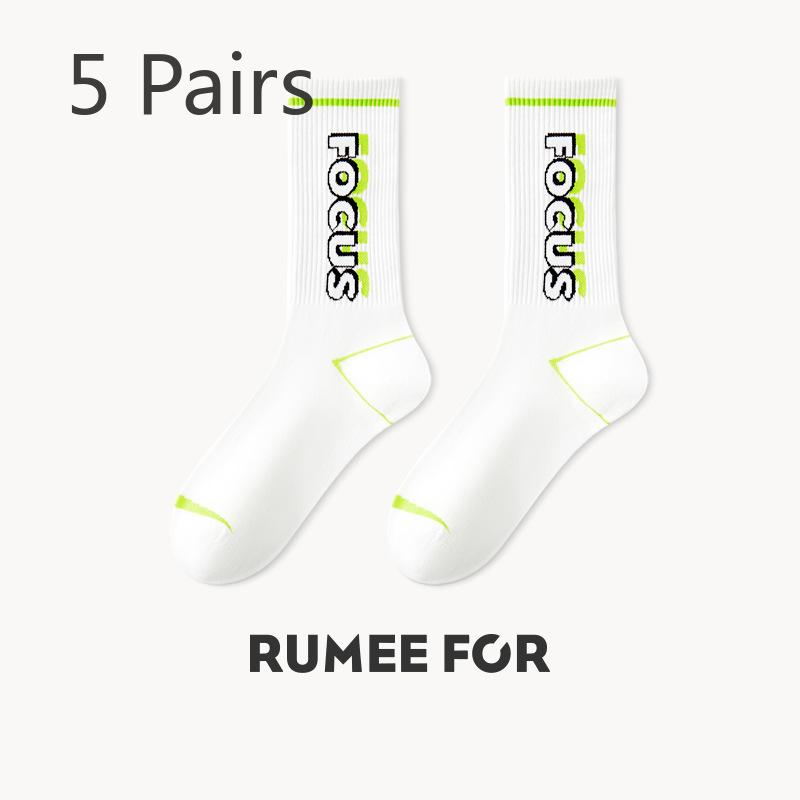 5 Pairs of Female Spring and Autumn Anti Odor Wicking Sweat Tube Sports Basketball Socks