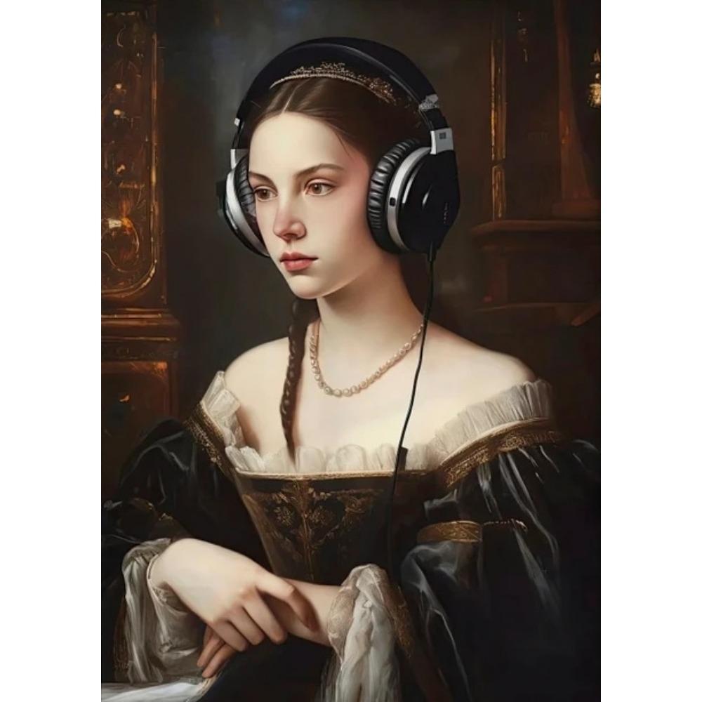 Funny Altered Art Victorian Woman Portrait Poster Prints For Living Room Home Decor Vintage Nobel Girl Canvas Painting Wall Art