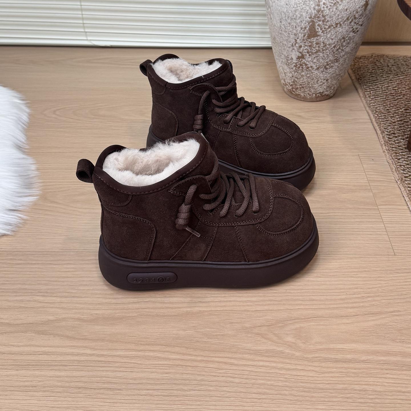 

Cowhide big-headed snow boots women s cotton shoes 2025 new winter velvet thickened thick-soled non-slip warm short boots 40