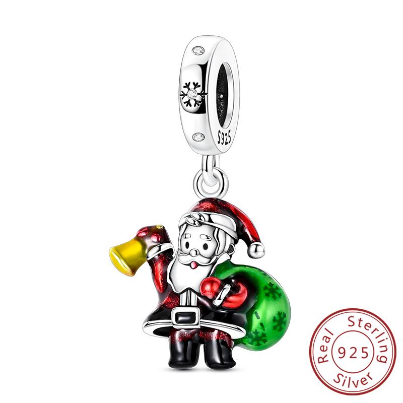 Christmas Series Charms Beads Copper Christmas Tree Snowman Elk Charm Fit Original Bracelet Pendent Women Jewelry