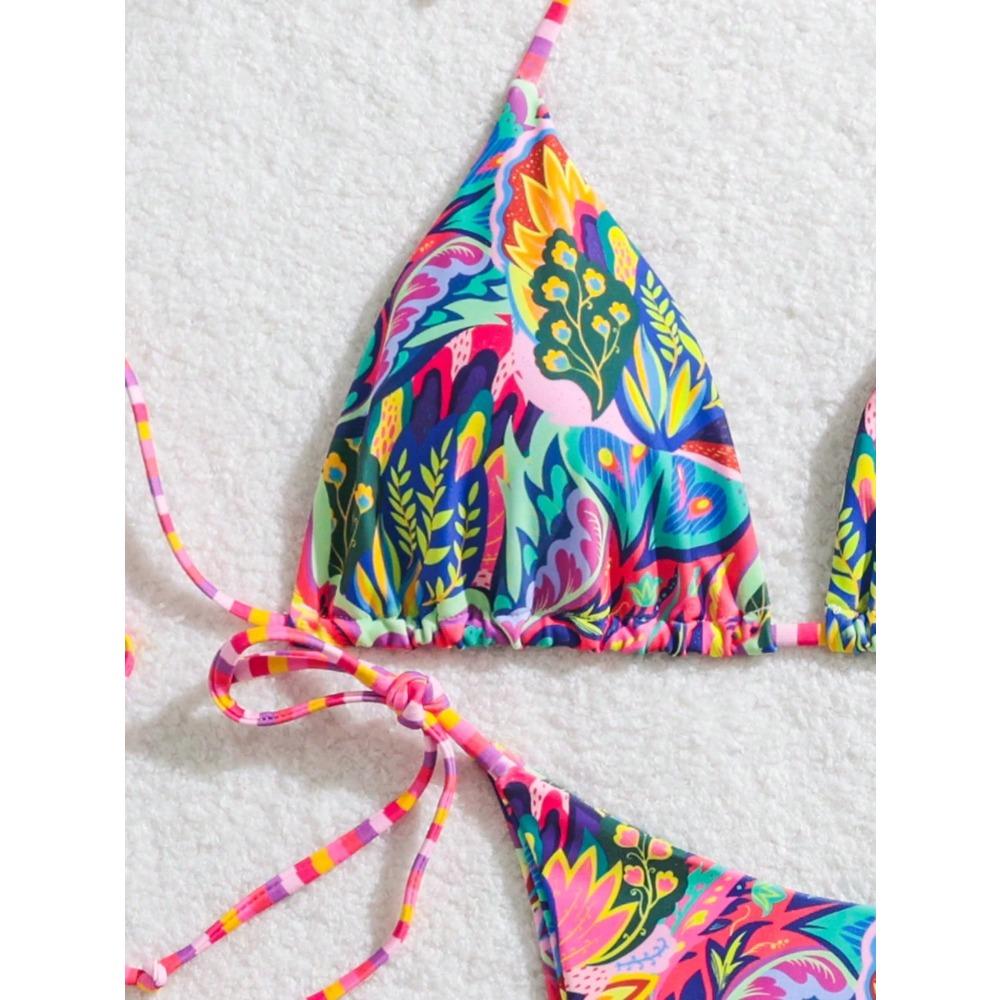 Women's High-quality Split Swimsuit Colorful Print Sexy Waist Cinched Waist Skinny Seaside Hot Spring Resort Swimsuit