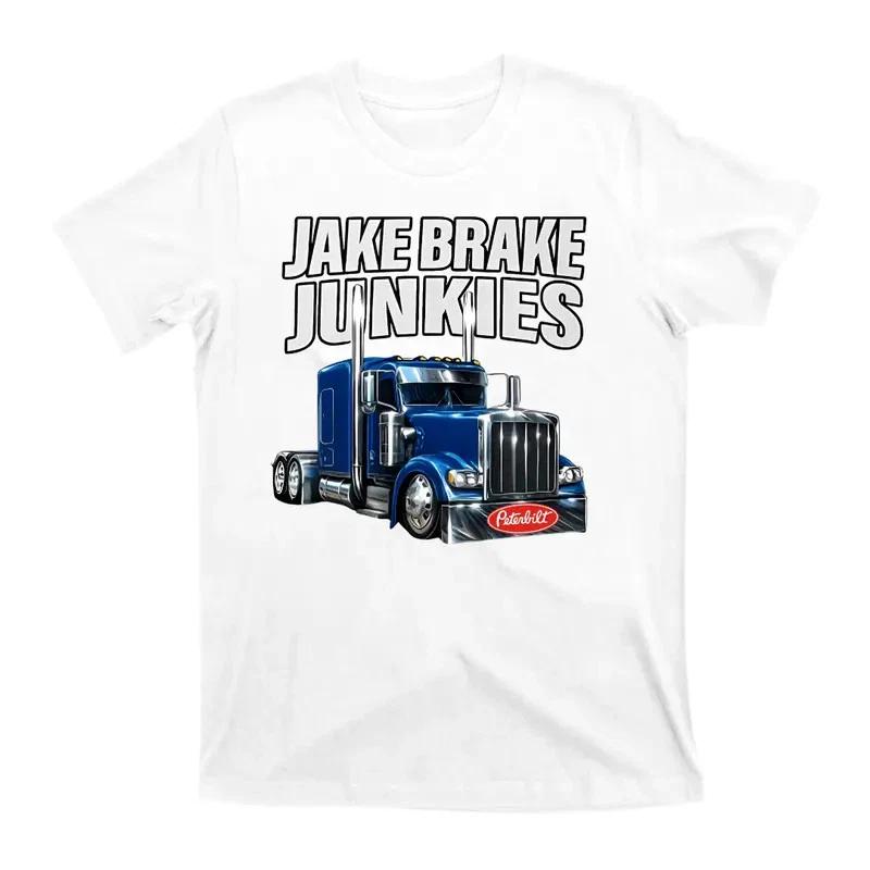 Jake Brake Junkies Peterbilt T-Shirt – Graphic Truck T-Shirt, Diesel Semi Truck XS