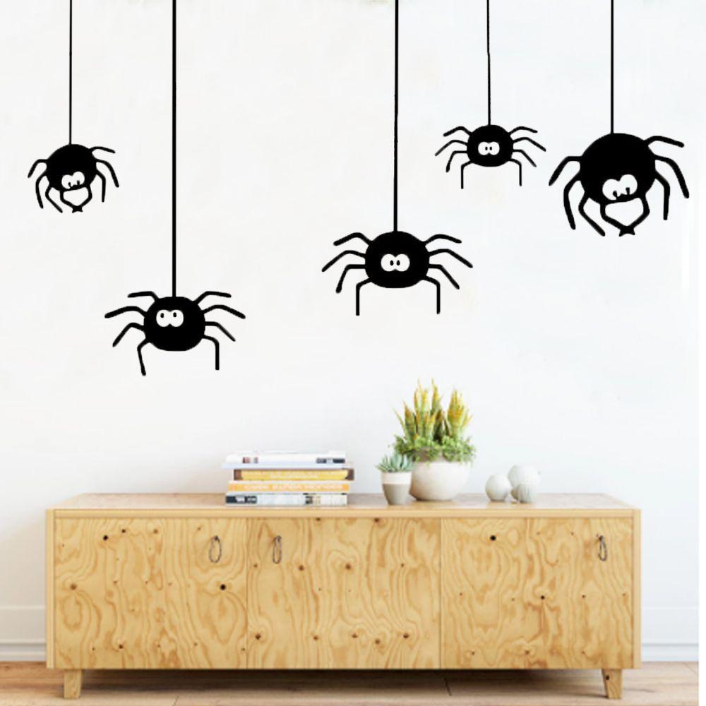 Funny Black On Wall Prank Window Wallpaper Decal Spider Sticker Halloween Decoration