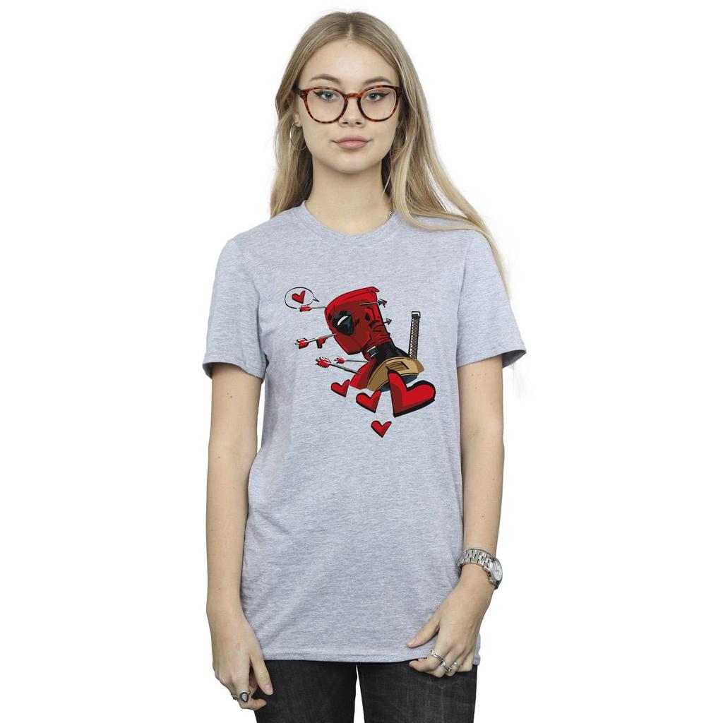 Marvel Womens/Ladies Deadpool Love Arrow Cotton Boyfriend T-Shirt