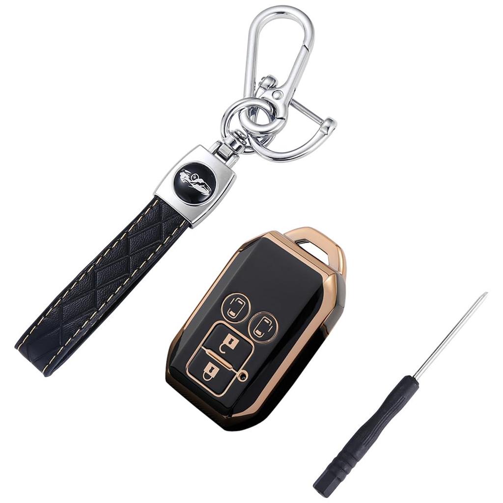Kinotaka TPU Key Cover Design for Suzuki New Spacia New Jimny 64 Delica and Both Side Sliding Doors Holder, 4-Button Vehicles, Custom, Series, D2,