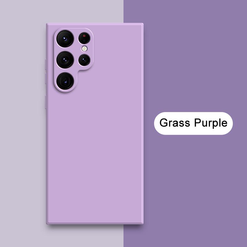 Quadratische Flüssigsilikonhülle für Samsung Galaxy S23 Ultra S22 Plus S21 FE S20 Note 20 10 Schutzhülle aus weichem Stoff für die Telefonrückseite