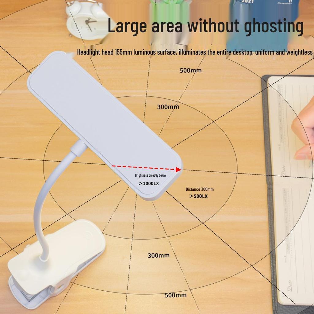 Dual Power LED Clip-on Desk Lamp for Study, Dorms, Kids & Reading - Bedside, Plug-in or Battery Use