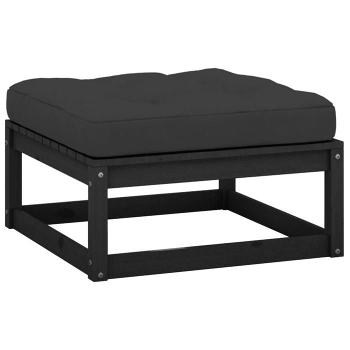 VidaXL Repose-pied de Jardin avec Coussin Tabouret de Patio Repose-pied de Terrasse Meuble d'Extérieur Meuble de Jardin Noir 805729