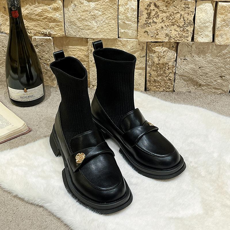 Fashion Fashion Boots for Women In the Autumn of 2025versatile and Slimming with Thick Heels and Elastic Socks