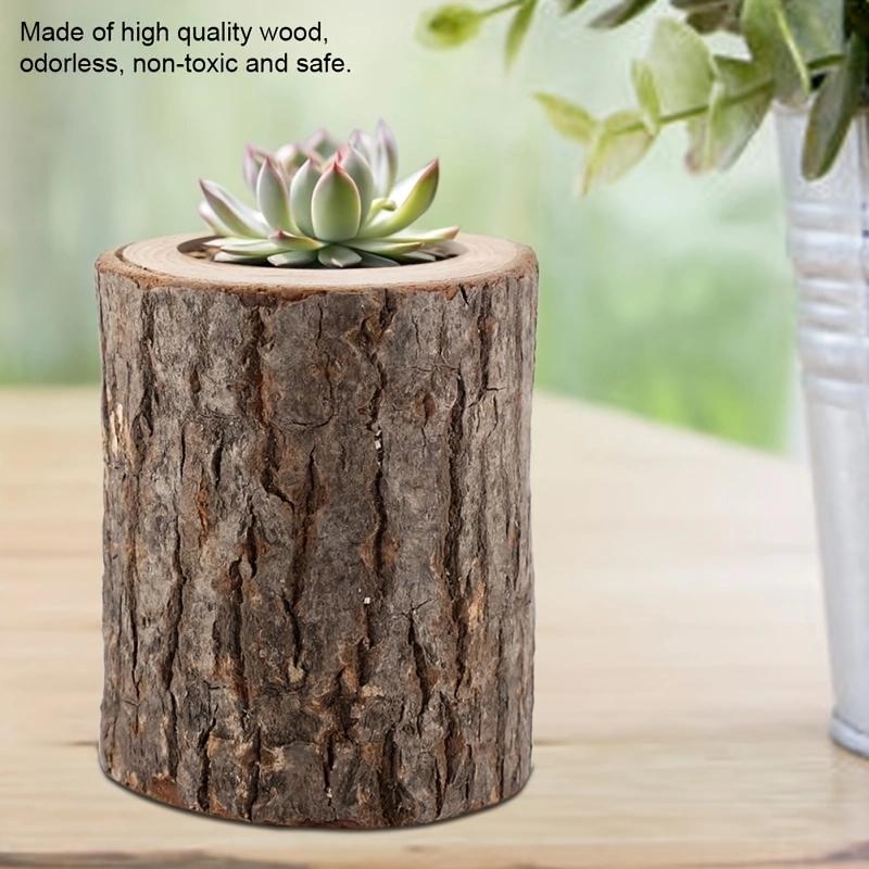 Wood Timber Pile Candle Holder Stand Log Candlestick Succulent Plants Flowerpot Candle Holders Ornament Decor