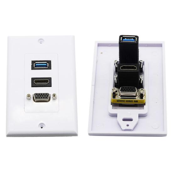 DOONJIEY USB+HDMI-compatible+VGA Ports Full High Clarity 1080P Audio Video Wall Plate Panel Faceplate