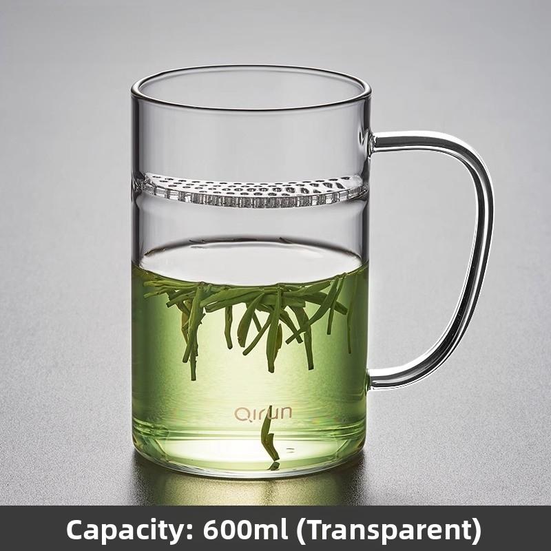 Large Capacity Glass Tea Cup with Handle Filter Water Cup Office Tea Water Separation Moon Tooth Cup High Borosilicate Glass