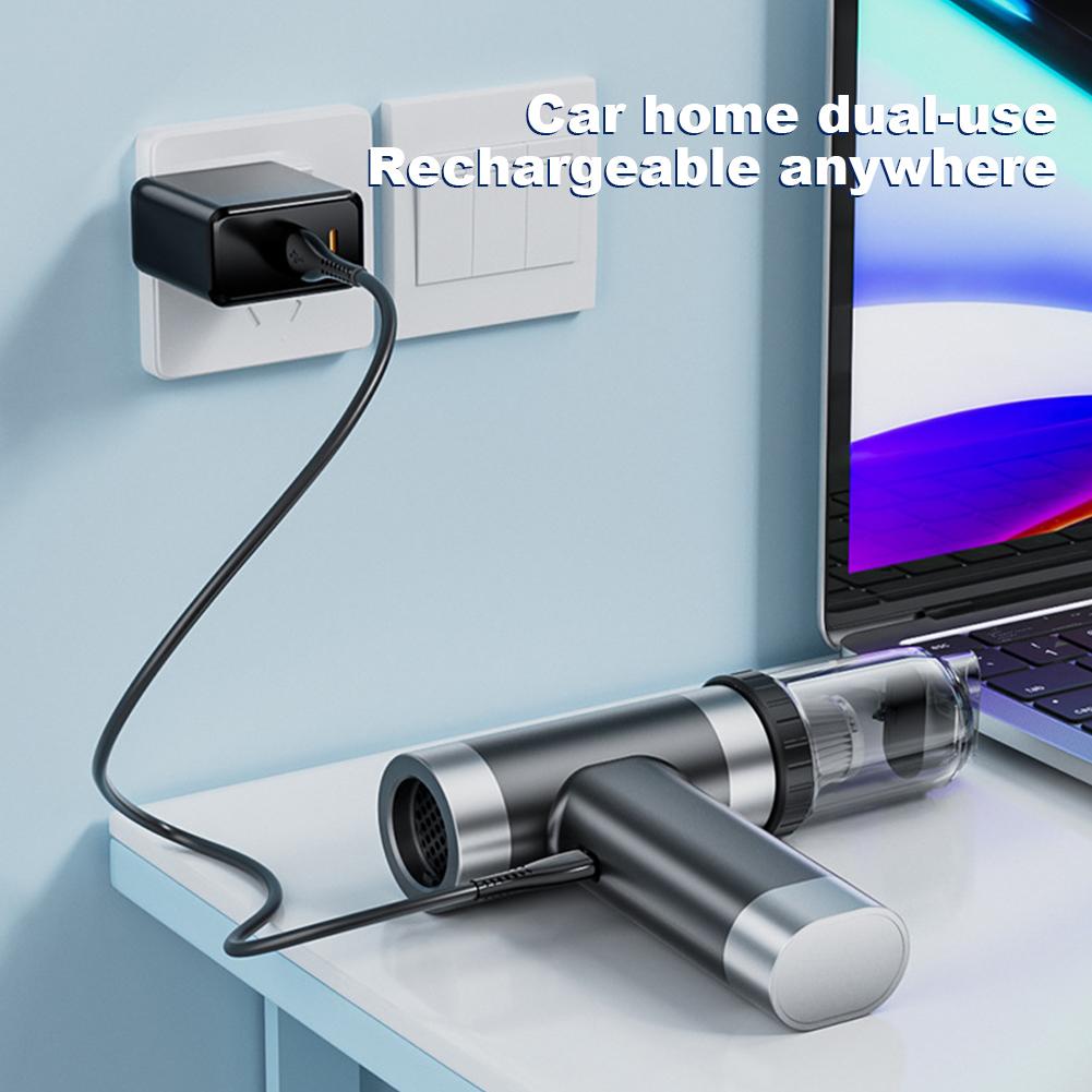2 In 1 Car Vacuum Cleaner 12000PA Strong Suction Powerful Air Blower Type-C Rechargeable for Car Home Keyboard Cleaning