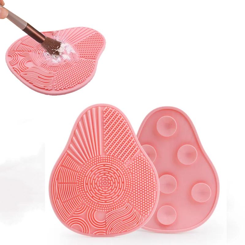Scrubbing Pad Cosmetic Brush Cleaning Pad Silicone With Suction Cup Scallop Avocado Shape Cleaning Scrubbing Pad Beauty Supplies