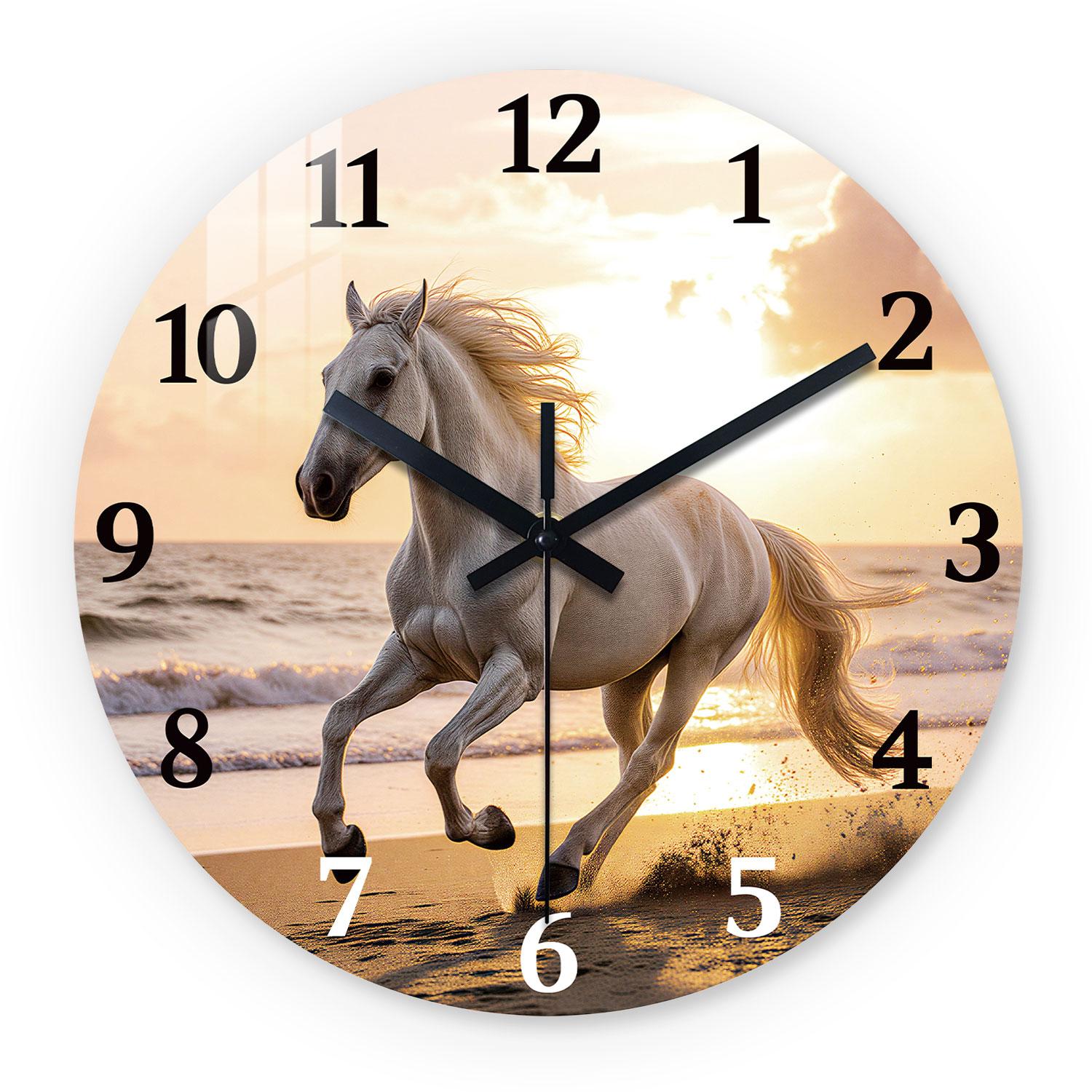 High-Quality Wooden High-Quality Wall High-Quality Clock High-Quality With High-Quality Galloping High-Quality Horse High-Quality And High-Quality (as the picture,10Inch)