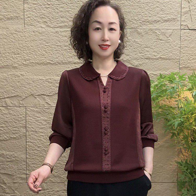 2026 Spring & Autumn Long-Sleeve Stylish T-shirt for Middle-aged Women