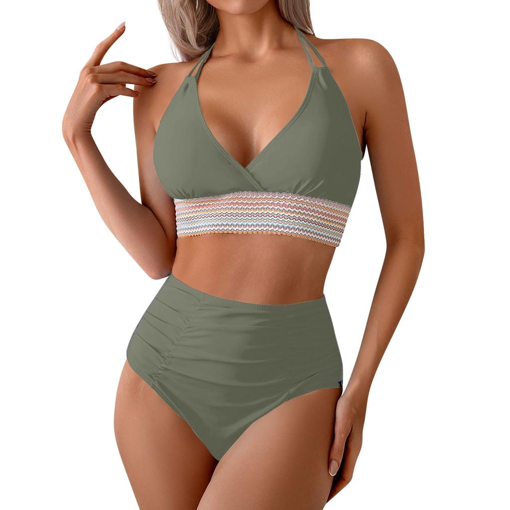 Solid badetøy Sense-bikini for kvinner med brystpute uten stål-BH Badetøy