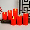 Flickering Flame Pillar Candles Red Battery Power LED Electronic Fake Candles Table Decoration Supplies For Home Party