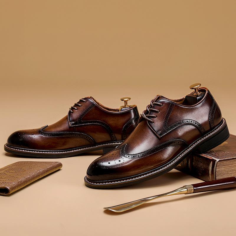 Fashion Genuine Leather Brogues Men Platform Shoes 2024 Elegant Carving Soft Bottom Wedding Shoes Man Handmade Footwear Zapatos Hombre