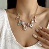 Boho Starfish Shell Coral Pearl Pendant Necklace For Women Shiny Crystal Zircon Dripping Oil Beach Clavicle Choker Charm Jewelry