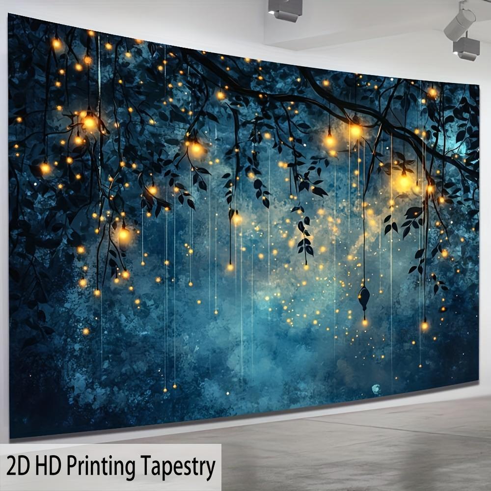 1Pc Enchanting Firefly Forest Tapestry Wall Hanging, Decorative Fabric Poster for Bedroom, Living Room, Dorm & Home Decor