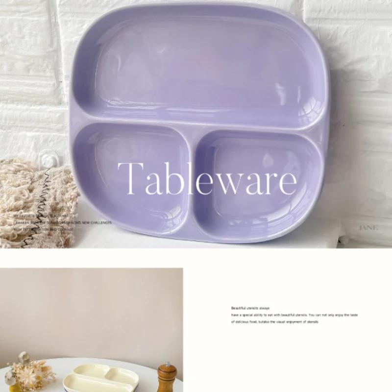 Snídaně Jednoduchý keramický talíř Miska na drobnosti Tři přihrádky Mikrovlnná trouba Ovoce Svačina Dezertní talíř Nádobí Kuchyňské doplňky