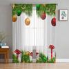 Farmhouse Christmas Ball Curtain Living Room Cafe Xmas Gifts Balls Window Curtains Kitchen Bedroom Outdoor Yard Sheer Polyester Ideal For