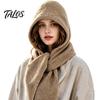 Unisex Winter Travel Cap Knitted Hooded Scarf, Beanies Hat with Cozy Functional Daily Wear Knit Neck Warmer for Cold Weather Shopping Commuting Casual
