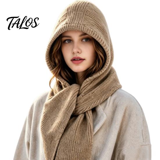 Unisex Winter Travel Cap Knitted Hooded Scarf, Beanies Hat with Cozy Functional Daily Wear Knit Neck Warmer for Cold Weather Shopping Commuting Casual