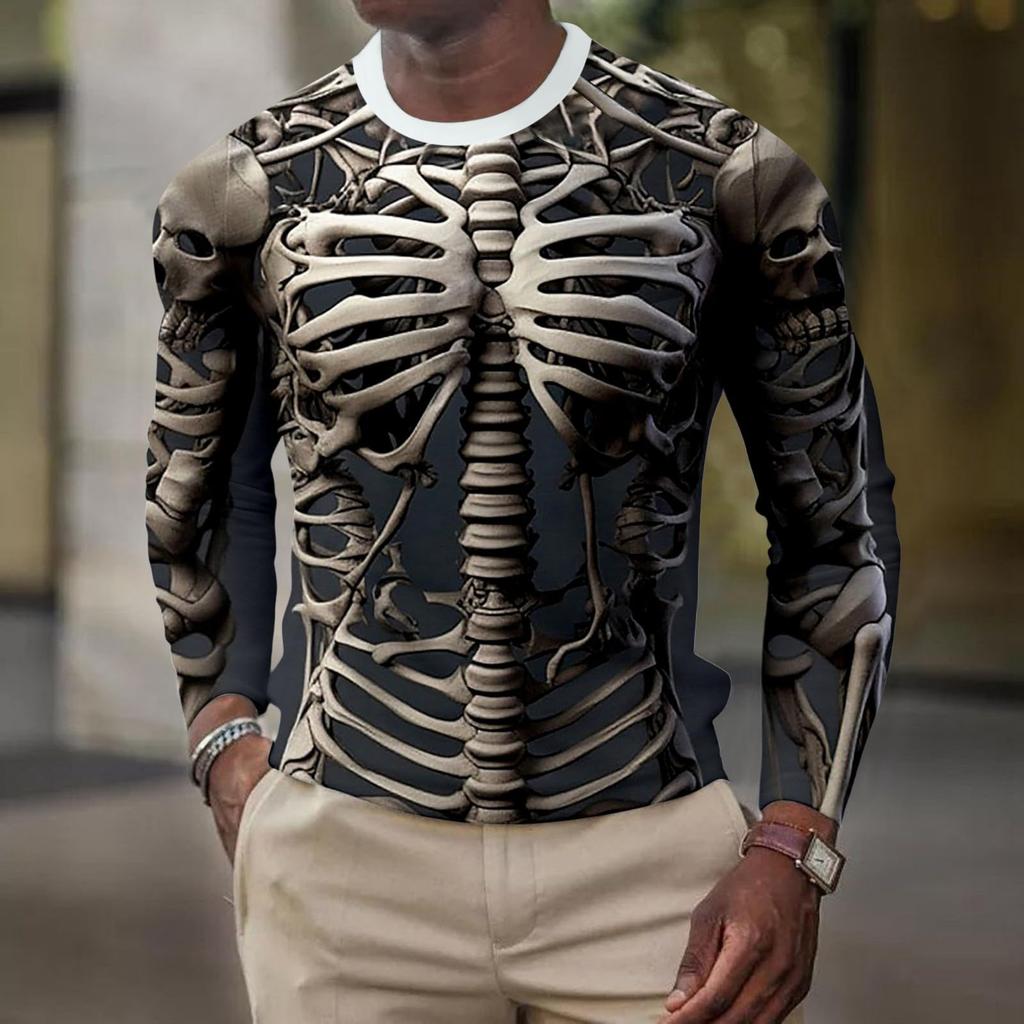 Men's Halloween Long Sleeve Neck T-Shirt for Costume Party