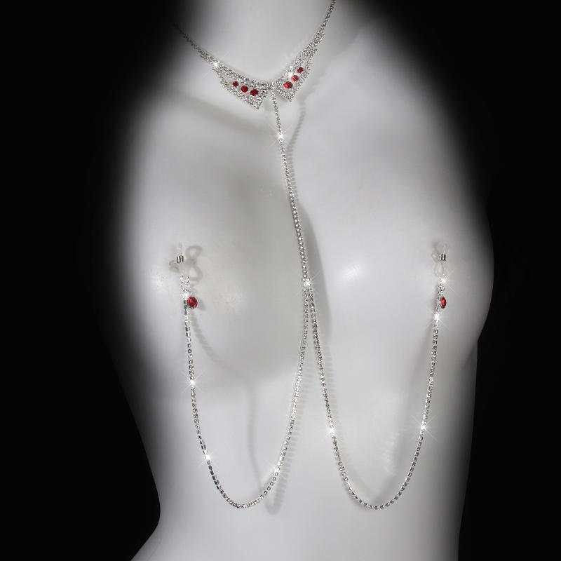Luxury Rhinestone Milk Ring Breast Chain Women Sexy Spicy Metal Bead Chain Milk Clip Body Chain Adult Erotic Accessories