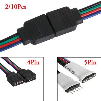 2/10 Pcs RGB RGBW Cable For 3528 5050 Adapter Male Female Connector  4 Pin 5 Pin Wire