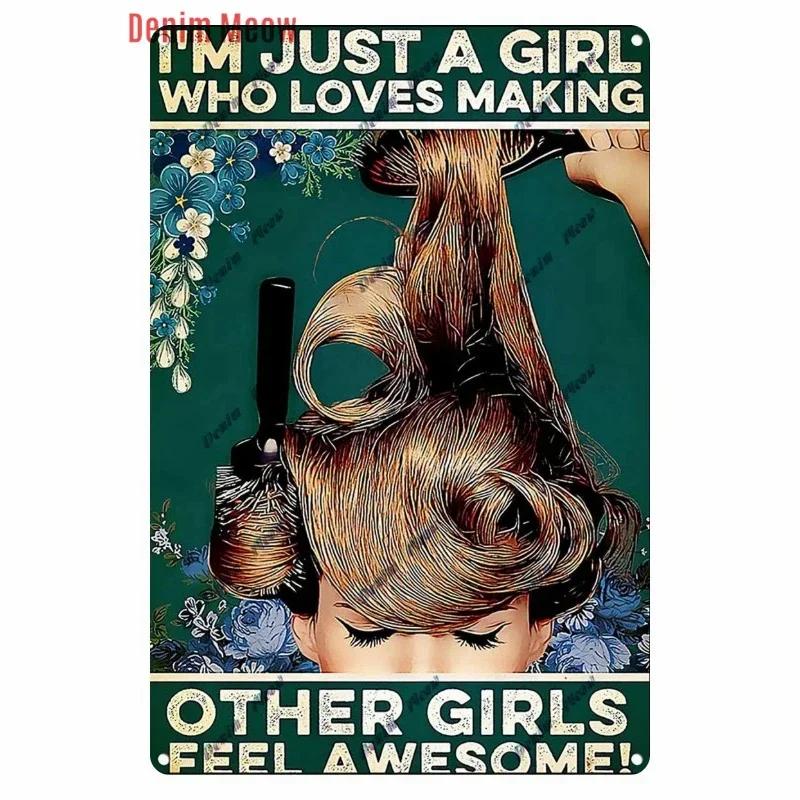 Vintage Hair Stylist Metal Tin Sign Tattoo Artist Metal Retro Hairdressing Salon Room Wall Home Decor 8x12 inch
