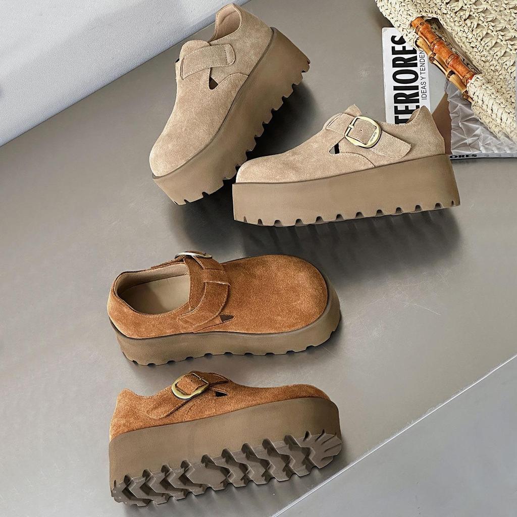 Damen Echtleder Retro Slipper Plateau Schuhe - 2025 Herbstkollektion