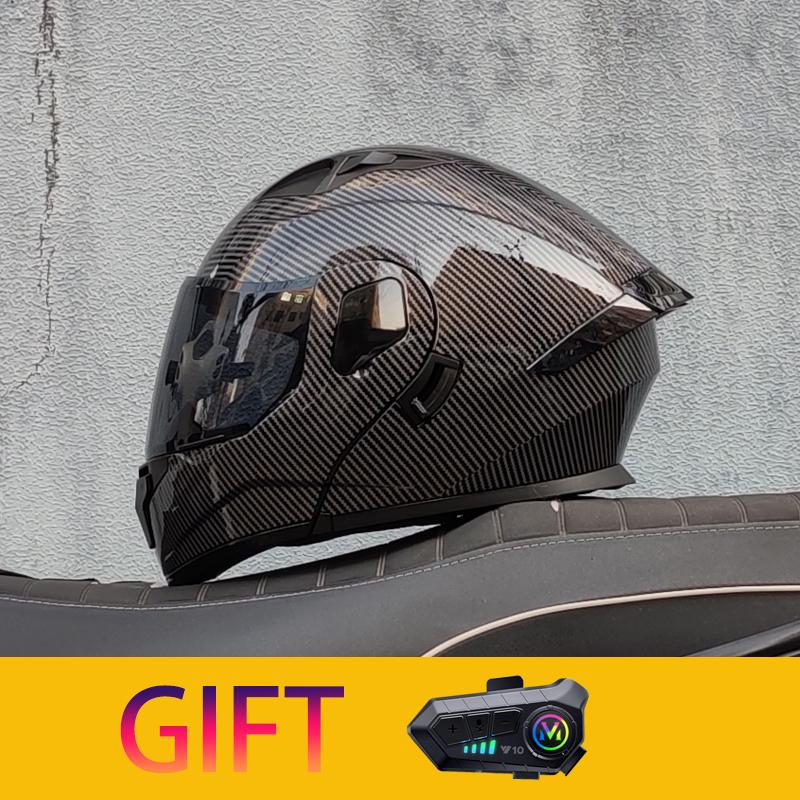 ORZ Motorcycle Helmet Modular Flip Helmet Dual Lens Full Helmet Comes with Bluetooth Earphones Model 103