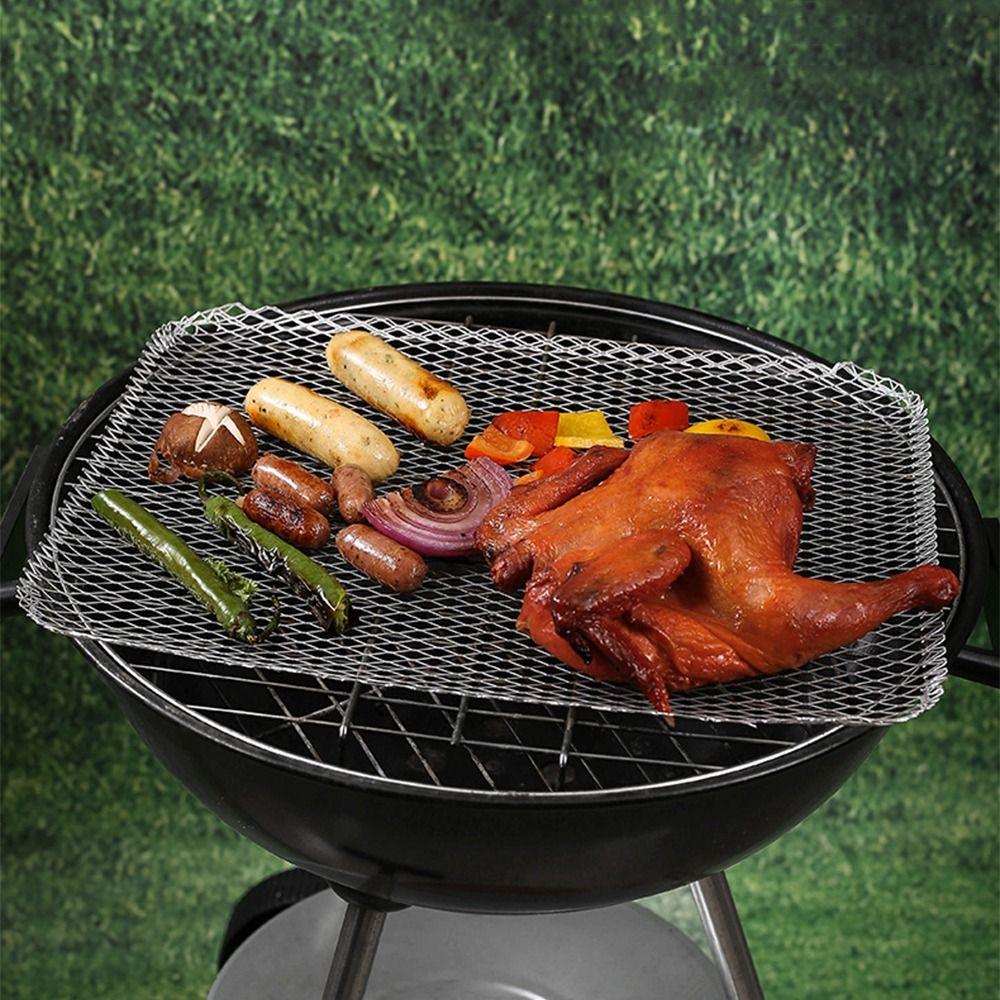 10PCS Aluminum Disposable Barbecue Net Thickened Grill Mesh Mat Food Cooking Screen  Camping Grill
