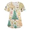 Women's Christmas Print Loose V-Neck Pocket Short-Sleeved Uniform