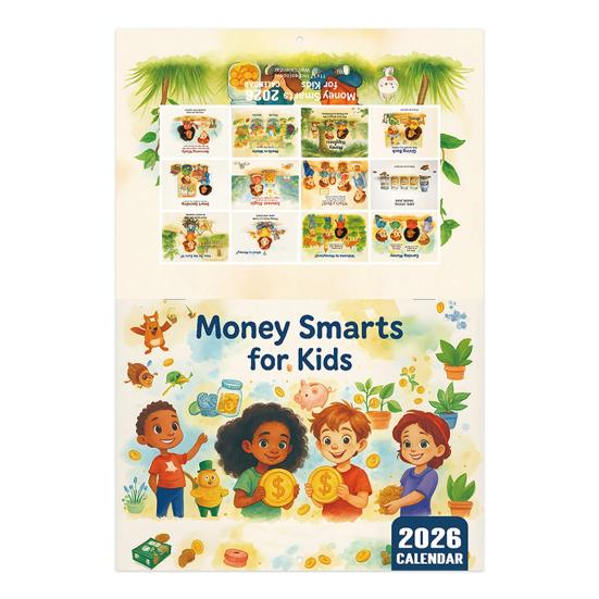 2026 Money Smarts for Kids Calendar Money Learning Monthly Planner with Colorful Illustrations And Money Management Concept for Classroom Home