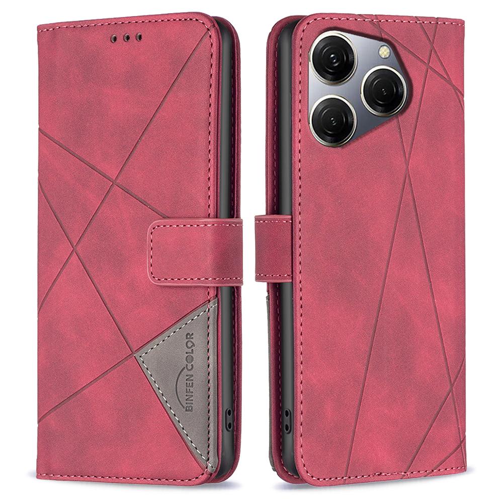 For TECNO Spark 20 Pro Phone Cases Wallet Stand Geometry Imprint Leather Cover